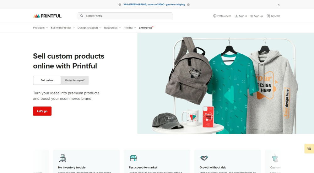 Printful is the top POD service provider. It supports popular online shop platforms, and provide products to sell at your store.