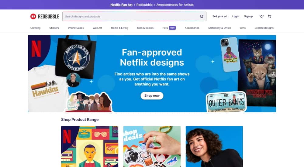 Redbubble is probably the largest POD marketplace service. It has a huge customer base, so shop owners can make the best out of the organic traffic.